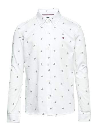 Monogram Jersey Shirt Skjorte Hvit Tommy Hilfiger
