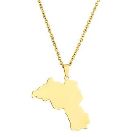 Kurdistan Kort Vedhæng Halskæde Trendy Sølv/Guld Unisex Kvinder Mænd Halskæde (Guld Style 1)