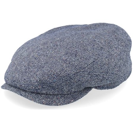 Stetson - Blau flatcap Cap - Driver Silk Blue Herringbone Flat Cap @ Hatstore