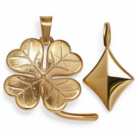 Ace | Gold-tone 4-leaf Clover & Diamond Pendant Set for Men - Necklace pendants