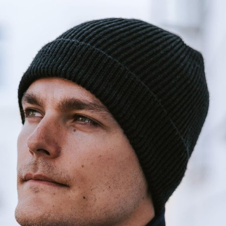 Kacey Schwarze Merino Kane Beanie für Männer - Beanie Mützen