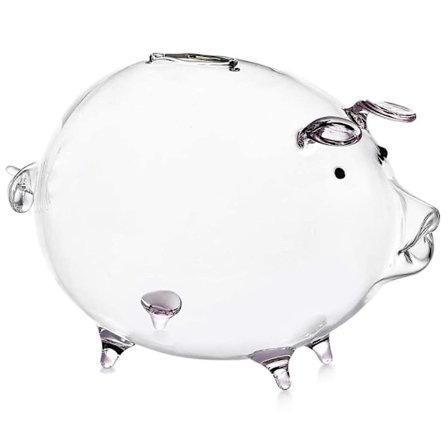 Gris Sparebøsse Myntbokser Myntspareboks Søt Transparent Glass Suvenir Bursdag (FMY)