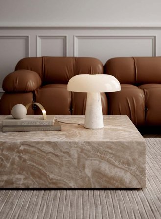 Glossy bordlampe - marmor/glass