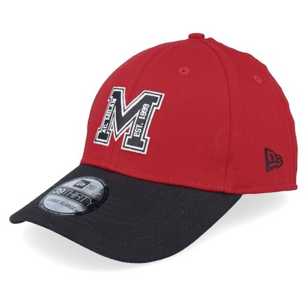 New Era - Football Rød adjustable Caps - AC Milan M Logo 39THIRTY Scarlet/Black Flexfit @ Hatstore
