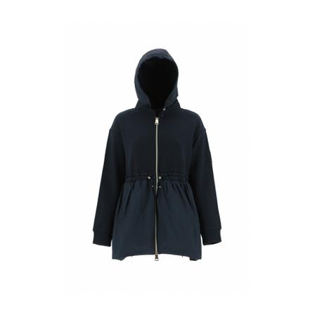 Herno, Bimaterial Sweatshirt With Bottom IN Monogram Taffeta Jc 000030D Blauw, Dames, Maat:S