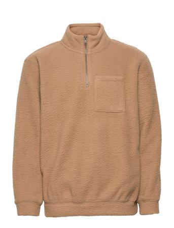 100% Recycled Polyester Sherpa Half-Zip Sweatshirt Brown GAP