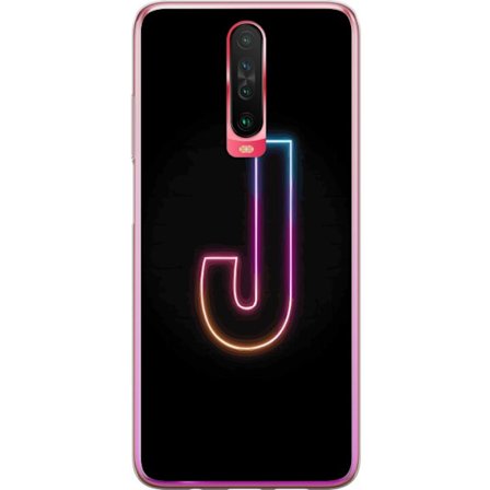 Kompatibelt Mobildeksel til Xiaomi Xiaomi Redmi K30 Minimalistisk neonbokstav J i fargeskiftende lys mot svart bakgrunn