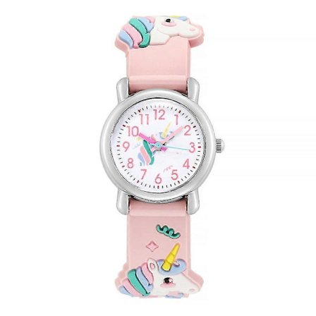 Børn Piger 3D Enhjørning Tegneserie Ur Sødt Kvarts Armbåndsur Fødselsdagsgaver Pink[CO]