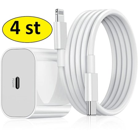 4 st snabbladdare för iphone11/12/13/14 med 2 m kabel