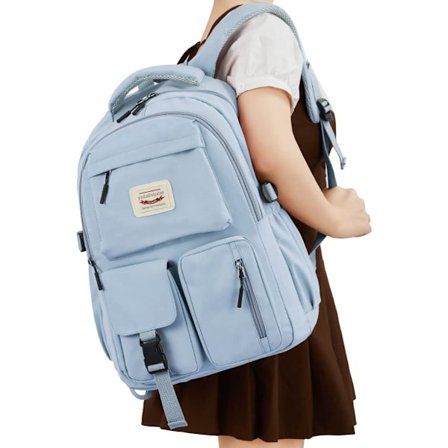 Lett Skolesekk Dame, Søt Skoleveske for Jenter, Laptop Ryggsekk for Skole Casual Daypacks Reise Ryggsekk.blå