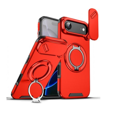 Kompatibel med iPhone 17 AIR telefoncover, skydbart vindue magnetisk beslag, anti-drop beskyttelsescover, anti-slid og anti-fingeraftryk rød farve