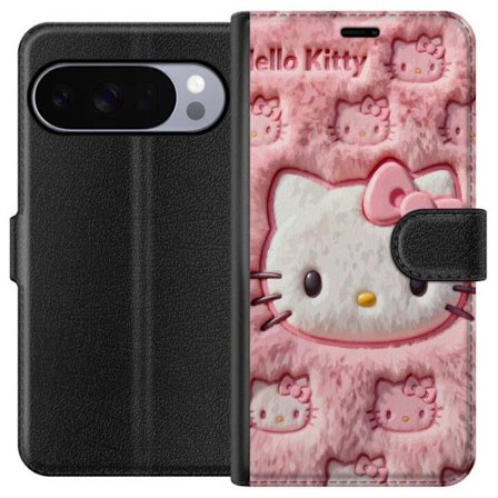 Kompatibel Tegnebogsetui til Google Pixel 10 Pro Hello Kitty lyserød fluffy baggrund med ikonisk ansigt og kawaii-æstetik