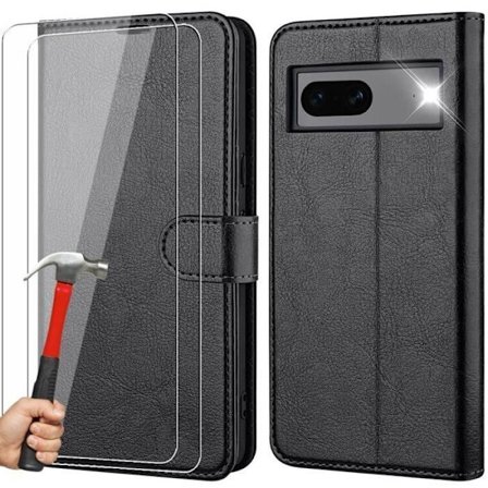 Skyddskal - E.F.CONNECTION - Google Pixel 7 - Svart - Semi-rigid - Stötresistent - 2 Härdat glas