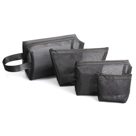 Mesh Makeup Taske Transparent Bærbar Kosmetik Opbevaring Rejse Li Fire-delt
