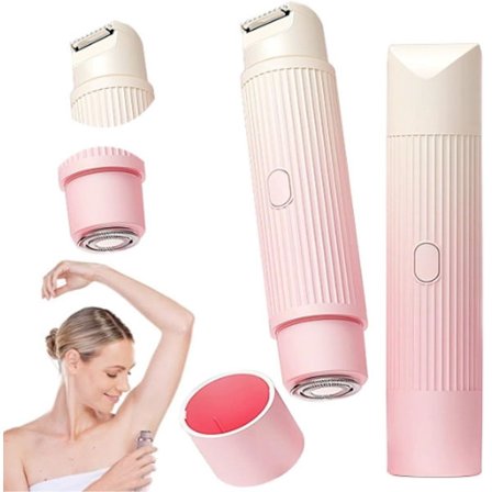 2 i 1 Damebarbermaskine til Kvinder, Elektrisk Barbermaskine, Bikini Trimmer Kvinder, Mini Hårfjerner til Vådt og Tørt Hår, Våd og Tør Anvendelse 