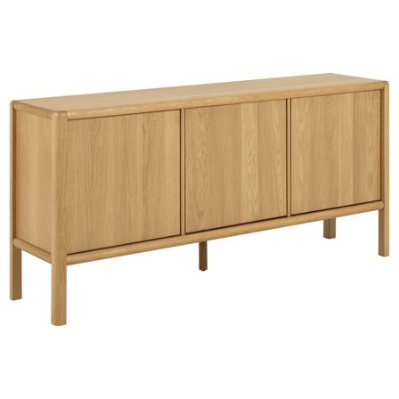 Plint Sideboard Eiche Natur Skandinavisches Design mit 3 Türen für viel Stauraum im Wohnzimmer Lackierte Oberfläche Modernes Holz-Dekor 75cm