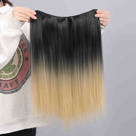 V-formad ett stycke syntetiskt 4 Clip In Hair Extensions Lång rak frisyr Frisyr Färg 50CM Naturligt falskt hår