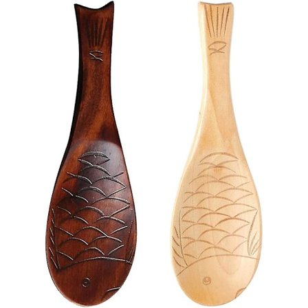 Husholdnings Ris Ske Kreativ Træfisk Ske Træ Ris Ske - (Lyst Træ Og Mørkt Træ)(2stk)