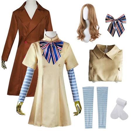 6-pak Voksen M3gan Cosplay Kostyme med Parykk Horror Film M3gan Kjole Jakke Dress Carnival Party Halloween Dress Up Antrekk-Xin S