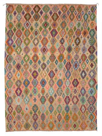 Kilim Afghan Old Style Rug Hand Woven 370X496 Brown/Dark Yellow Afghanistan