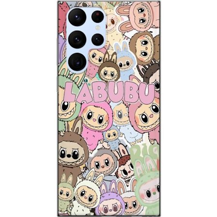 Kompatibelt Mobildeksel til Samsung Galaxy S22 Ultra 5G Rosa kawaii-komposisjon med søte tegnede karakterer og myke former