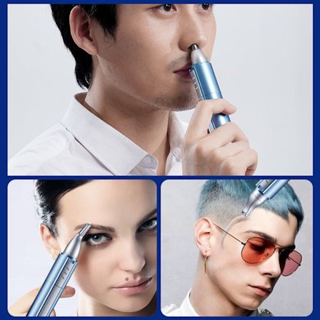 USB-oppladbar elektrisk hårklipper for menn og kvinner med dobbeltkantede rustfrie stålblad, vanntett, profesjonell for nese, øre, øyenbryn og skjegg