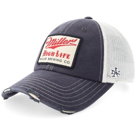 American Needle - Bleu trucker Casquette - Miller High Life Stone/Navy Orville Trucker @ Hatstore