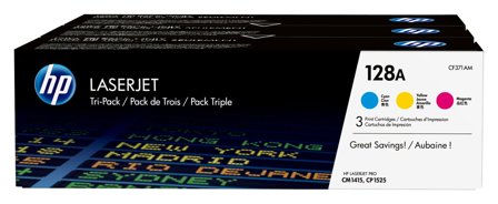HP 128A cyan/magenta/gul LaserJet-tonerkassett, original, 3-pack, 887111403018