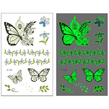 Butterfly Luminous Tatuering, Glödande I Mörkret Tatuering