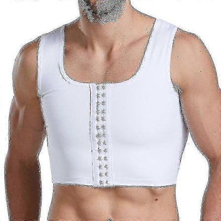 Kompressionströja för män mot gynekomasti - Formande bröstkorg, hållningsstöd & magkontroll XXL Krok Vit