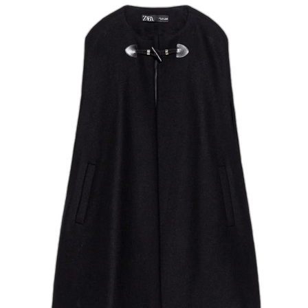 ZARA CAPE COAT WOOL MANTECO