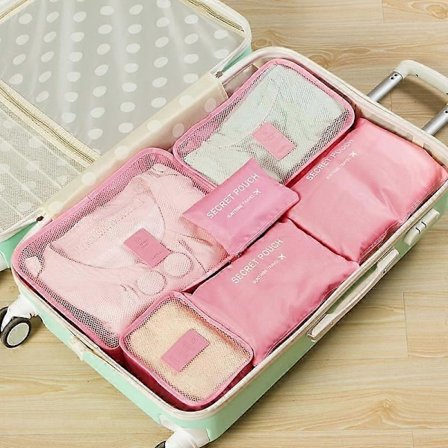 6 stk. Sæt Rejsekuffert Organizer Tasker Bagage Pakke Kuber Til Rejse Organizer Opbevaring Sko Tøj Bagage Organizer Tasker