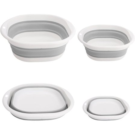 2-pack Hopfällbar Diskbalja Hopfällbart Handfat Hopfällbar Tvättbalja Rund Silikon Multifunktionell för Camping, Husvagn