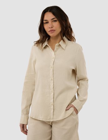Shaping New Tomorrow - Dame - Linen Shirt - Sandy Beige - Størrelse M