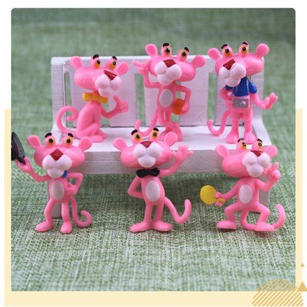 6 stk Rosa Panter Anime Figurer Stasjonære Modell Bil Ornamenter