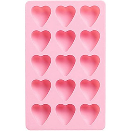 Hjerte Isbitbrett, Silikon Isbitformer, Lett-å-løsne Silikon og Fleksible 15-Isbrett, Bruk for Kjøkken, Sjokolade, Godteri, Rosa