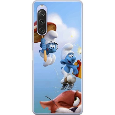 Kompatibelt Mobilskal till Sony Sony Xperia 10 V Smurfarna tecknad blå figurer retro affisch serie Schtroumpfs barndoms barndom serie design