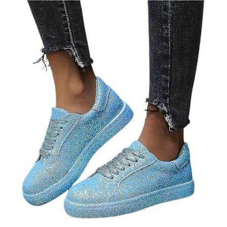 Kvinnor med snörning Glitter Sneakers Glitter Casual Jogging Sneakers Platta skor