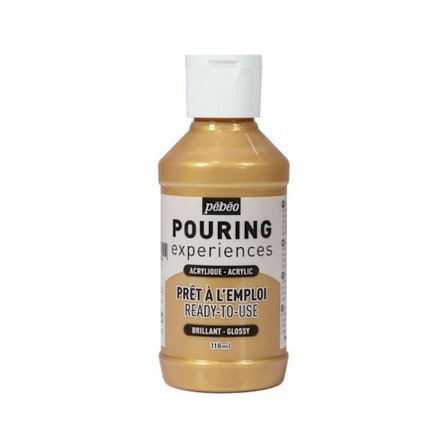 Akrylmaling - Pébéo - Pouring - 118 ml - Metallisk Guld - Mix