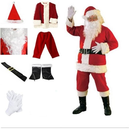 Sett - Luksuriøs fløyelsnissekostyme for voksne - Inc3XL