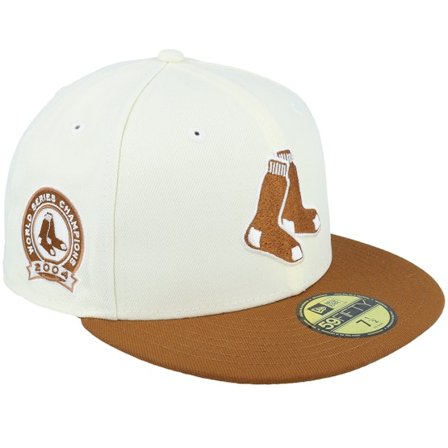 New Era - MLB White fitted Czapka Z Daszkiem - Boston Red Sox 59FIFTY Weekend Smores Chrome/Brown Fitted @ Hatstore