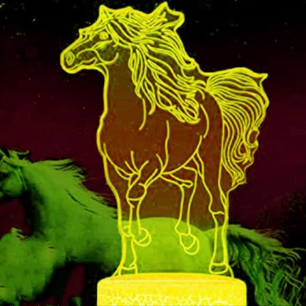 WJ 3D Hevos Yövalo Pöytä Työpöytä Optinen Illuusio Lamput 7 Väriä Vaihtavat Valot LED-pöytälamppu Joulu Koti Rakkaus Syntymäpäivä Lapset Lapset 