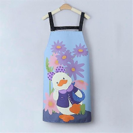 Søtt sommerforkle uten ermer i korallfleece til kjøkken med vanntett oljeklut-håndkledesign