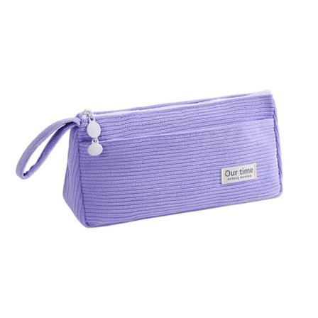 Fløjlsbukser Penalhus 2 Rum Letvægts Pen Etuier Stor Kapacitet Blyant Taske Rejse Makeup Taske til Pige Kvinder Lilla