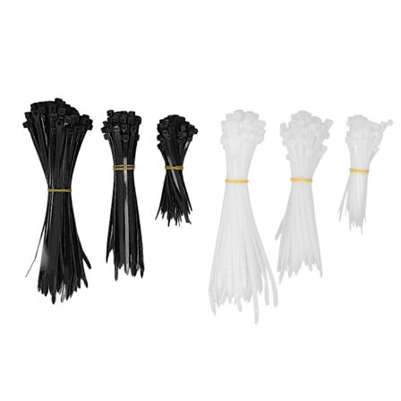 Högkvalitativ 400-delars set buntband, små buntband, kabelhållare, nylonbuntband i olika storlekar