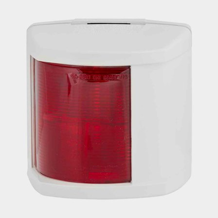 Luz de babor para montaje lateral Hella 2984, 25 W, 12 V, 112.5°, plástico blanco resistente a UV, 108 x 107 x 90 mm, rojo, para barcos <20 metros + 