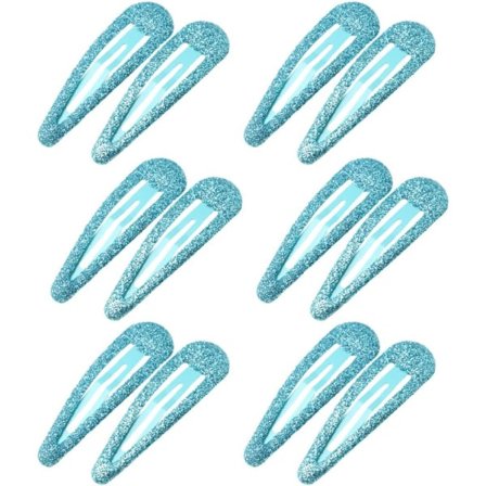 12 Fargerike Glitter Metall Hårspenner - Blå, Hårtilbehør for