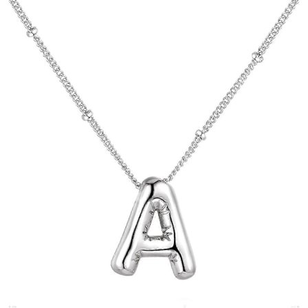 Boble Bokstav Halskjede Ballong Initial Halskjede For Kvinner Jenter Fancy Alfabet Anheng 14k Gullbelagt Puffet Navn Personlig Smykke Gave A[GKS]