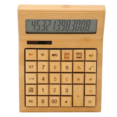 LIA Solar Energy Calculator Bambu Wood Solar Calculators Desktop miniräknare med tangentbord