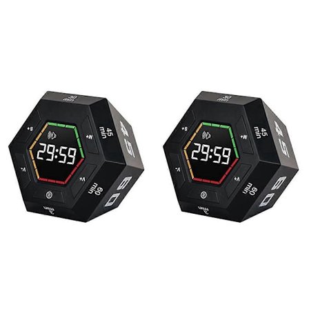 2X Pomodoro Timer, Produktivitetstimer, 3, 5, 15, 30, 45, 60 Minuters Förinställd Smart Nedräkningstimer, Tim